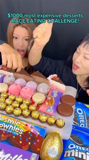 $1000 most expensive dessert race eating challenge #food #eating #mukbang #cake #mochi
