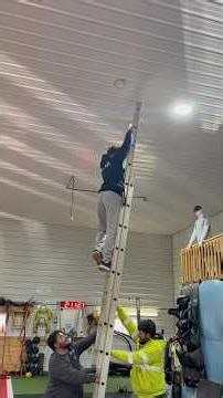 Risking it all for a fire alarm battery 😂😭 painters, electricians, roofers… Yall got it! #diy