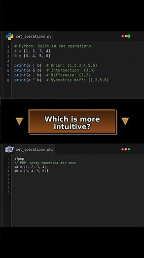 Set Operations: Python - vs Array Functions! #phptricks