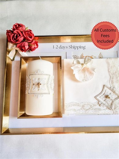 Handmade Baptism Candle Set, Christening Religious Candle Godparent Gift, Ivory Lace Candle With Shell and Hanky, Baptism Blessing Keepsake - Etsy Australia