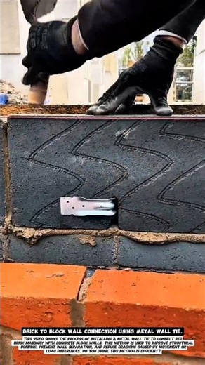 Brick to Block Wall Connection Using Metal Wall Tie.