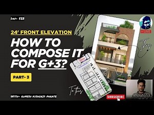 24' Front Elevation Design from Scratch (part 3) | G+3 House Front Design Explained | Rupesh range