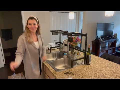 MERRYBOX Over The Sink Dish Drying Rack - 2-Tier Adjustable Length