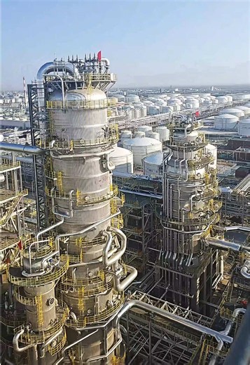 How large can a petrochemical complex really be? Just look at the horizon. I'm already filming from high above the site, yet the entire complex still seems to stretch beyond what the eye can see. This project is designed with a refining capacity of 15 million tons per year, together with 1.65 million tons of ethylene and 2 million tons of paraxylene annually. And even at this scale, China has larger refining and petrochemical bases—Zhejiang Petroleum & Chemical has a refining capacity of 40 mill