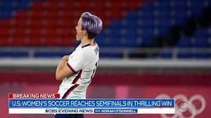 16K views · 343 reactions | Soccer star Megan Rapinoe struck her familiar victory pose after converting the winning penalty kick to send the U.S. Women’s Soccer team to the Olympic semifinals. | CBS Evening News | Facebook