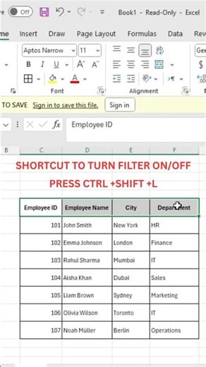 Turn Excel filter ON/OFF in seconds 💻⚡