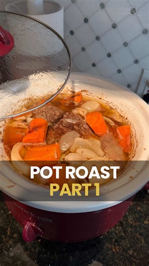 My house smells amazing and I hope this turns out despite totally overfilling my slow cooker. Time will tell! #sundayroastdinner #potroast #slowcookersunday #lowandslow #easyslowcookerroast