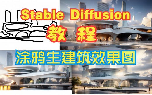 Stable Diffusion 涂鸦生建筑效果图教程