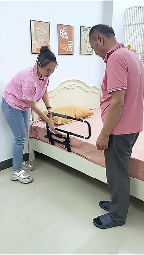 Embedded bedside handrail — helps seniors get up more easily. #bedroom #safety