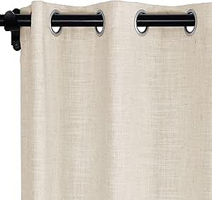 Fcosie Linen Textured Curtains for Living Room Nickle Grommet Curtains Panel Drapes with 100% Blackout Lining Room Darkening Draperies Window Treatments (1 Panel, 72" W x 102" L, Sand Beige)