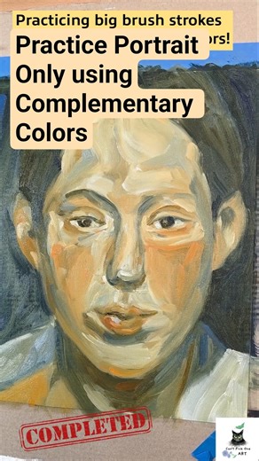 Practice a Portrait using only Complementary Colors and Big Brushes | #practice #portrait #artist