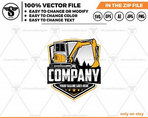 Mini Excavator Logo - Construction Logo - Compact Equipment Svg : Side View - Etsy