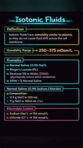 Isotonic Fluids Made Easy 👩‍⚕️💧Normal Saline — Quick Revision! ✨