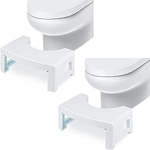 2 Pack Foldable Bathroom Squat Stool, Poop Stool for Adults with Freshener Space