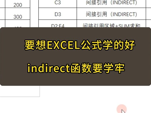 要想excel公式学的好，indirect函数要学牢