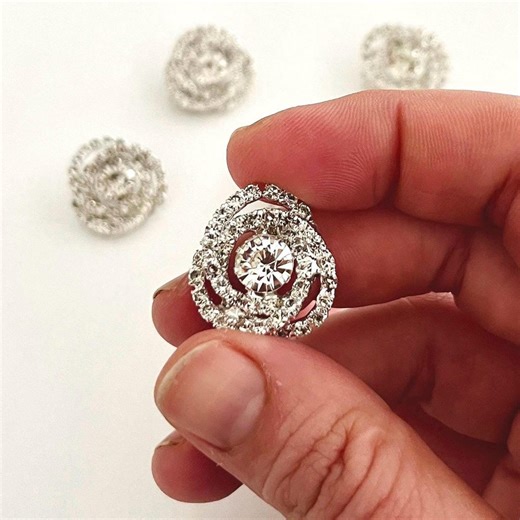 Swarovski Crystal Buttons Set, Organic Shape, Luxury Rhinestone Embellishments (set of 6) - Etsy