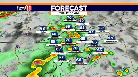 Showers and thunderstorms tonight and tomorrow