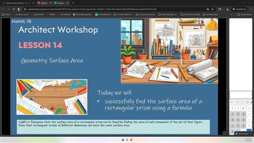Math XL 7B Lesson 14 Geometry - Surface Area