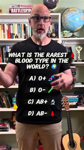 What is the rarest blood type in the world? #biology #trivia