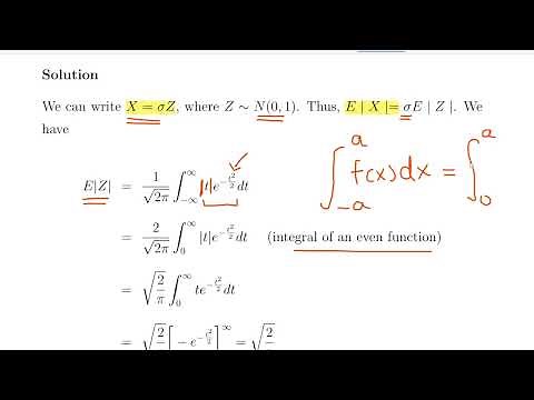 Continuous Random Variables - Expected Value of the Absolute Value of a Normal Random Variable