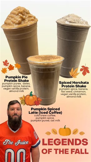 Last week for our Legends of the Fall drinks. We’re about to say goodbye to our Pumpkin Spice drinks. Come grab one more before they are gone. #pumpkin #pumpkinspice #fall #falldrinks #fallvibes #lastcall #almostgone #proteinshake #smoothie #psl #pumpkinspicelatte #palmsprings #coachellavalley #coffee #healthy #vegan | The Juice