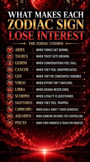 What Makes Each Zodiac Sign Lose Interest 🥀 #shorts #zodiacsigns #astrology