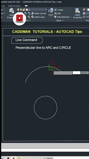 | Autocad | Line Perpendicular to Arc/Circle | Useful Tips | Useful Shortcuts | Caddman Tutorials |