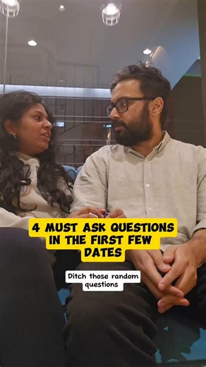 Shravya & Raghuveer | Couple Positivity, Mindset & Travel on Instagram: "Don't ask Random questions! Each question in the above reel will help you understand deeply about the person you are talking to. You will be able to figure out their vulnerable side, their coping mechanisms, their emotional quotient and their soft side. First few meetings are very important to see if this person can be your future husband or wife. Comment and let us know your thoughts on it or any questions you may ask in t