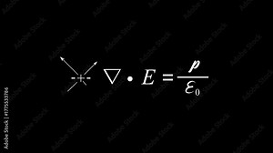 Gausss law for electricity, one of Maxwells equations, with a diagram showing electric field lines diverging from a positive charge. mathematics source symbol animation. 4k Stock Video