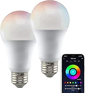 Satco S11253 Starfish 9.5-Watt A19 WiFi Smart LED Color-Changing Light Bulb, Works with Siri, Alexa, Google Assistant, SmartThings, 2700K-5000K, 800 Lumens, 2-Pack