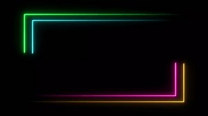 Neon glowing Square frame animation. Rectangular frame with moving line. Glowing neon frame animation. Colorful laser seamless loop rectangle 4K border animation.