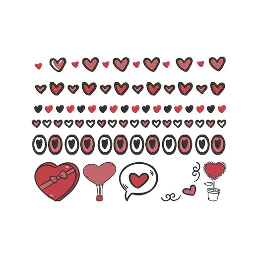 Heart Border Embroidery Design, Love Heart Valentine Border Machine Embroidery File, 10 Design, 9 Size, Instant Download - Etsy