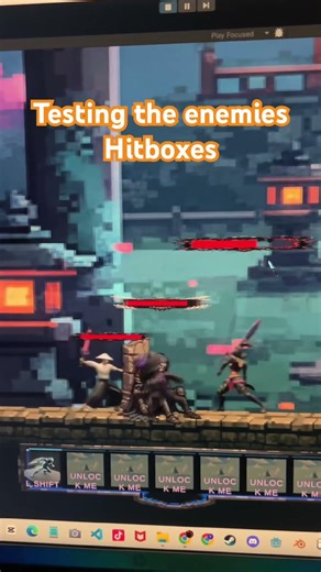 Solo Indie Game: testing enemies hitboxes! #gamedevblog