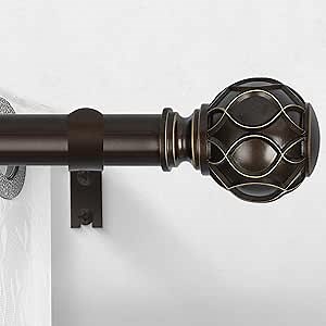 Bronze Curtain Rods for Windows:Farmhouse Boho Decorative Curtain Rod for Bedroom Living Room,Heavy Duty Adjustable Rustic Drapery Rods Set with Vintage Coastal Finials,Antique Bronze 36-88"