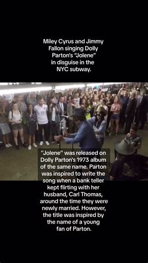 Miley Cyrus and Jimmy Fallon singing Dolly Parton's “Jolene” in disguise in the NYC subway. #Jolene #MileyCyrus #JimmyFallon #fyp #othersideofyesterday