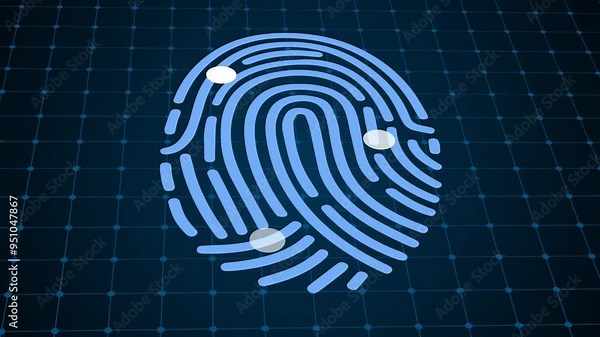 Fingerprint Scanning Identification System Biometric Tracking Data Video Background