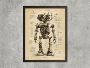 Póster de La Casa Robot: Plano de Robot Retro e Industrial - Steampunk - Etsy México