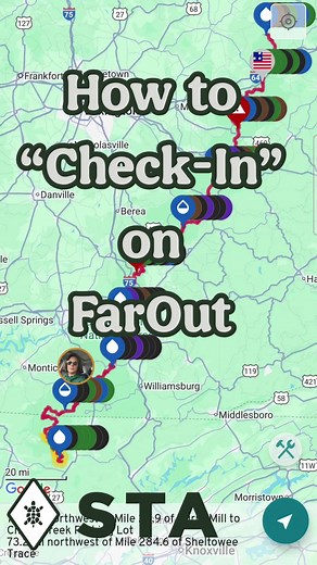 This is a tutorial of how to "Check-In" on FarOut for Android and Apple ISOs. Checking in on FarOut while hiking on the Sheltowee Trace generates royalties (a few cents) that go into the STA Rue Fund. The Rue Fund pays for trail building, trail maintenance, and projects like the Sheltowee Camp picnic shelter. Checking in takes seconds and helps the STA greatly. Don't forget to check in during your last sections of the 2025 Hiker Challenge. This tutorial will be reposted for the 2026 Hiker Challe