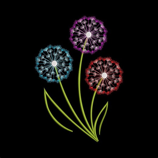 Colorful Dandelion Machine Embroidery Design – Dandelion Flower Pattern (5 Sizes, Instant Download) - Etsy