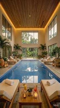 Floating Staircase Atrium & Tropical Indoor Pool Pavilion | Luxury Modern Renovation