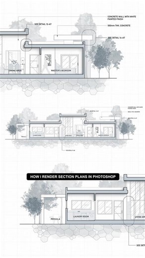 How I render Section Plans in Photoshop. It’s been a while, hope this helps! #fyp #photoshop #architecture #photoshoptutorial #tutorial
