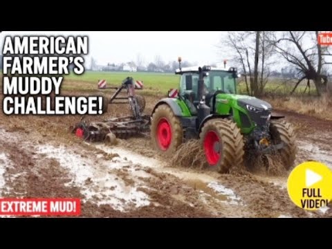 Fendt Tractor Power in Muddy Field | Heavy Harrow Work in Wet Farm Land #usatractor #fendttractor