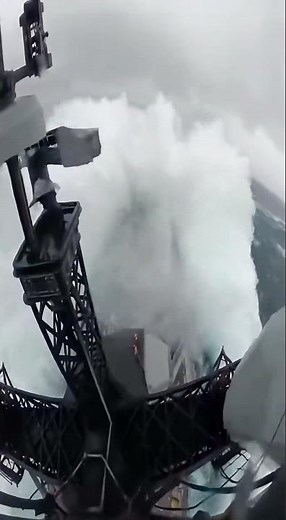 Navy Destroyer Takes on Monster 50ft Waves #ocean #storm #naval