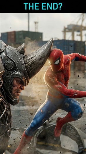 Spider-Man vs Rhino – Can He Survive?! 🕷️🦏 #spiderman