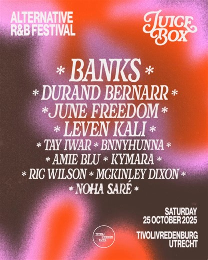 2.3K views | Het tijdschema voor alternative r&b-festival Juicebox is...
