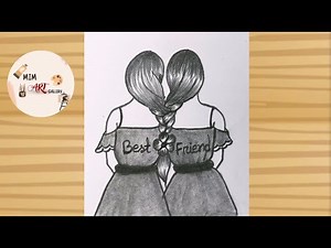 BFF Drawing - Best Friend Forever Drawing Easy / Two best friend pencil sketch /BFF drawing easy Art