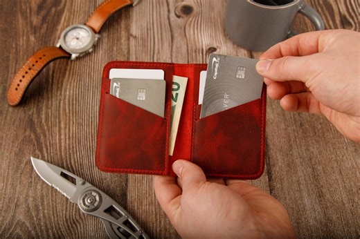 Minimalist Wallet Personalized Card Holder Ultra Slim Handmade Leather Men's Women's Wallet, Green - Etsy