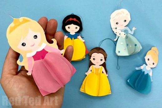Paper Aurora Doll Ornament - Red Ted Art - Kids Crafts