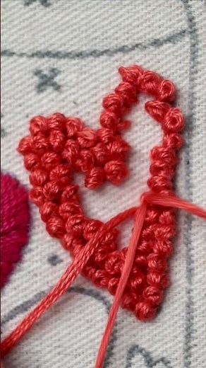 Learn how to embroider a heart - FRENCH KNOT | LOVE Pattern