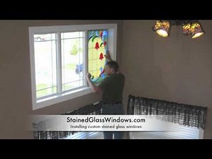 A stained glass window installation
